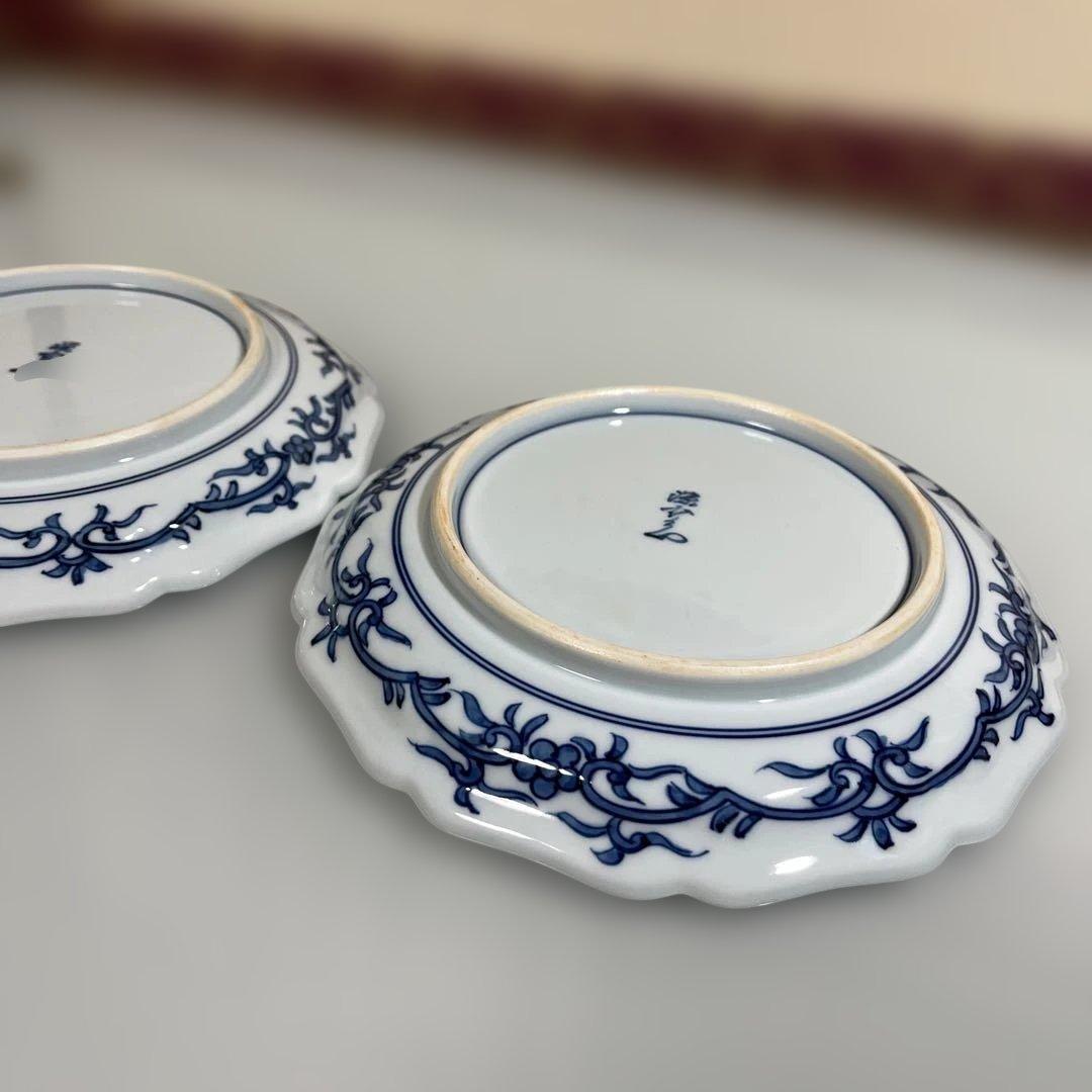 源右衛門　古伊万里風錦唐花紋　銘々皿２枚 18センチ