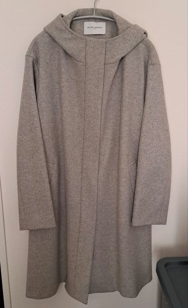 最終お値下げ！美品　ユナイテッドアローズ　フード付コート　グレー　40　Lサイズ