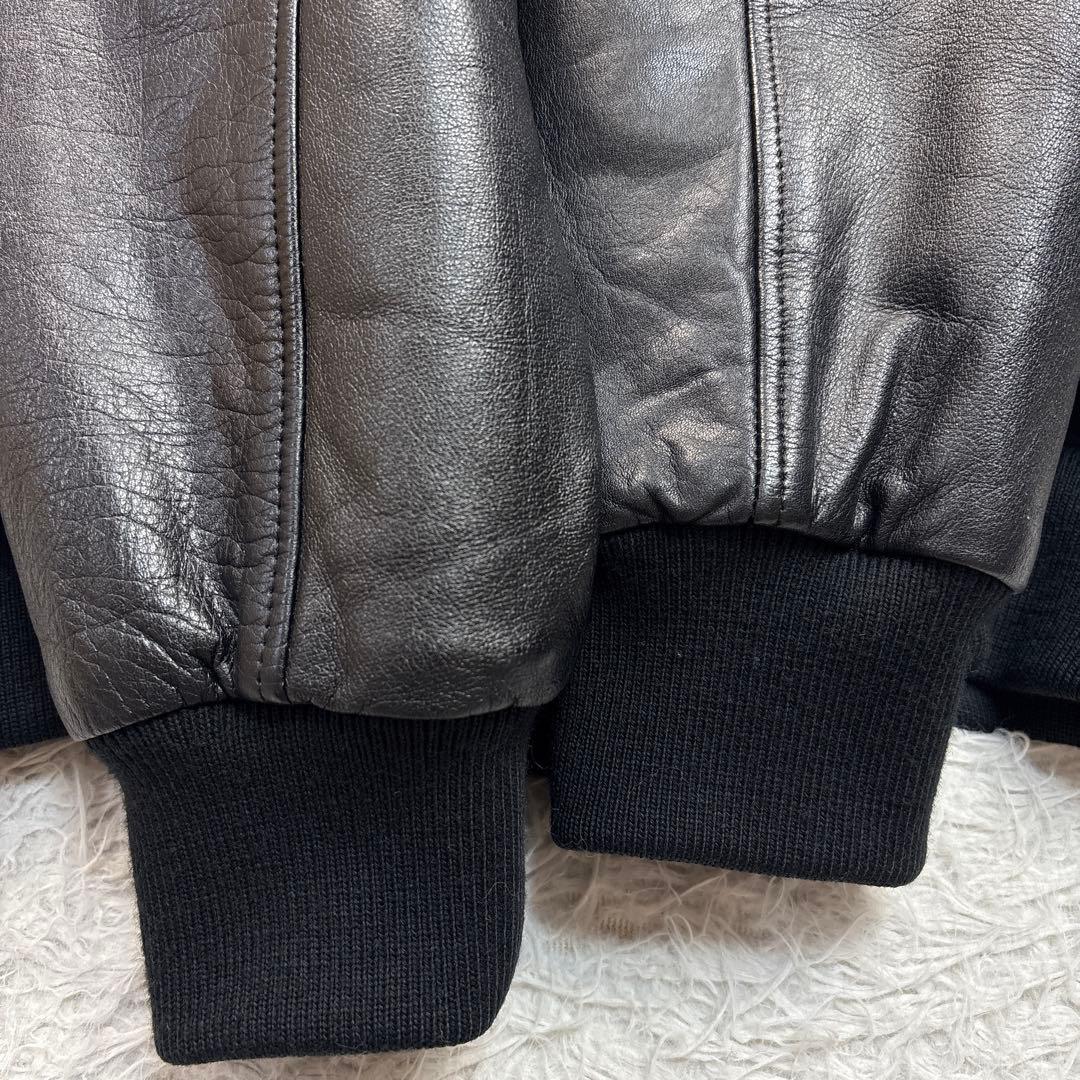 美品 PAPAS パパス スタジャン レザー切り替え バックロゴ 黒