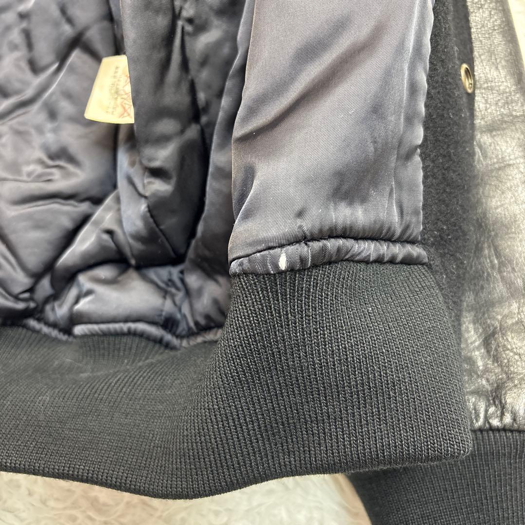 美品 PAPAS パパス スタジャン レザー切り替え バックロゴ 黒