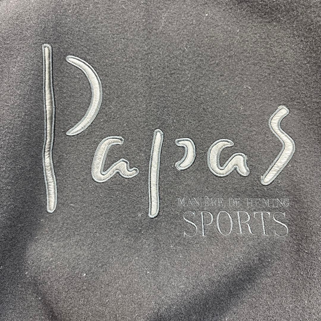 美品 PAPAS パパス スタジャン レザー切り替え バックロゴ 黒
