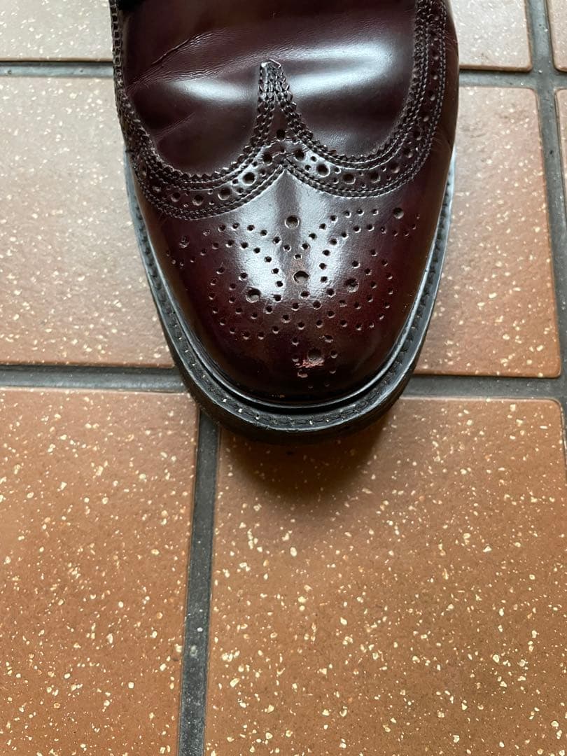 FLORSHEIM バーガンディ ガラスレザー ウィングチップシューズ