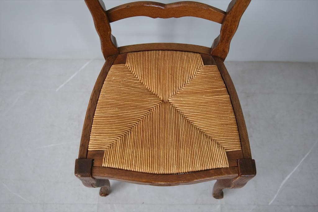 フランスアンティーク猫脚ダイニングチェア/イス/ラッシュシート(90-108-1