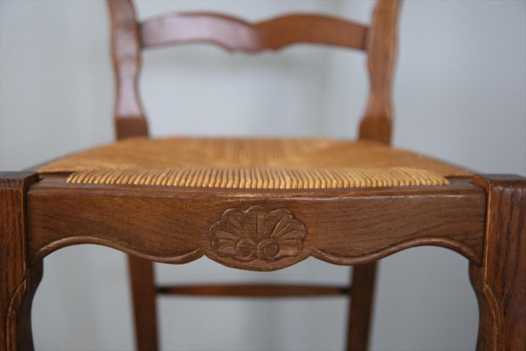 フランスアンティーク猫脚ダイニングチェア/イス/ラッシュシート(90-108-1