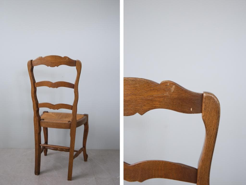 フランスアンティーク猫脚ダイニングチェア/イス/ラッシュシート(90-108-1