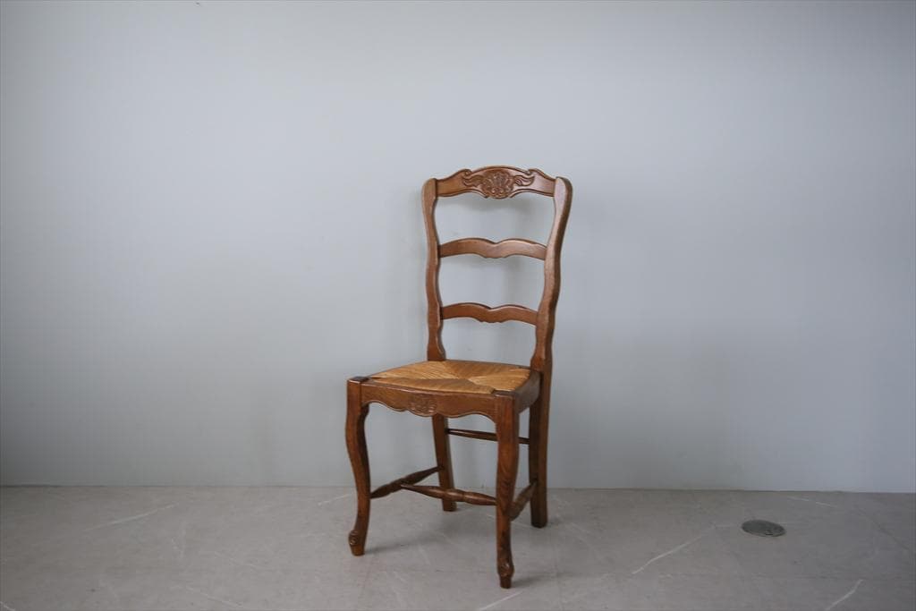 フランスアンティーク猫脚ダイニングチェア/イス/ラッシュシート(90-108-1