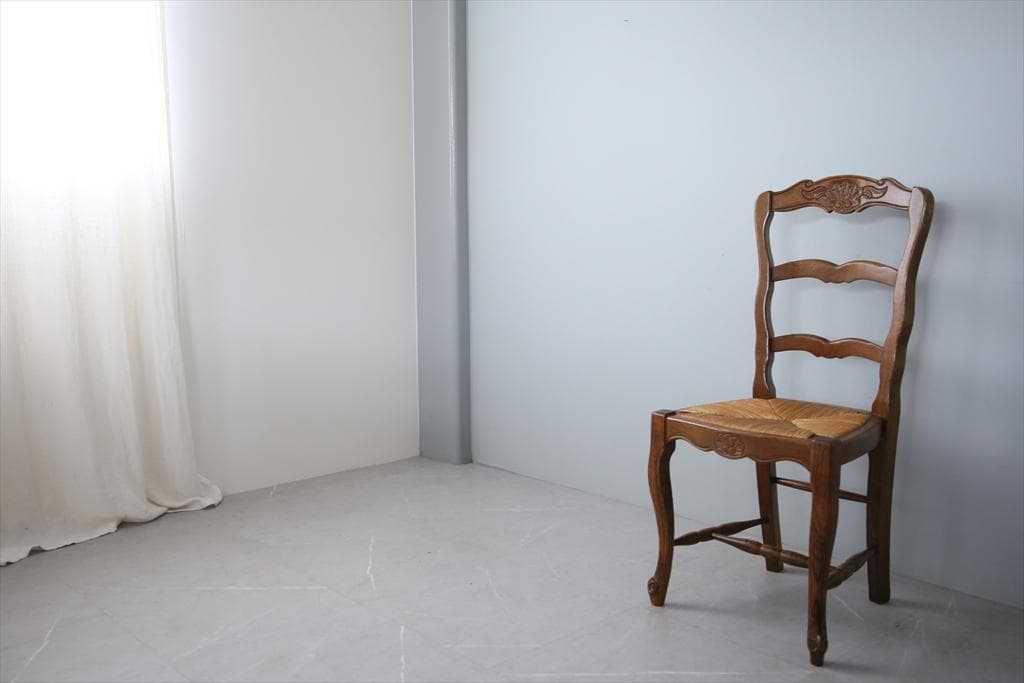 フランスアンティーク猫脚ダイニングチェア/イス/ラッシュシート(90-108-1