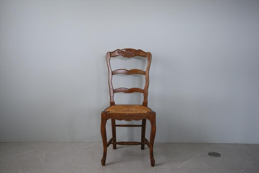 フランスアンティーク猫脚ダイニングチェア/イス/ラッシュシート(90-108-1