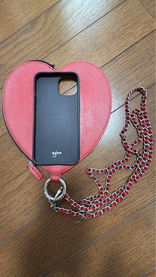 ajew ハート型 iPhone14ケース チェーン付き