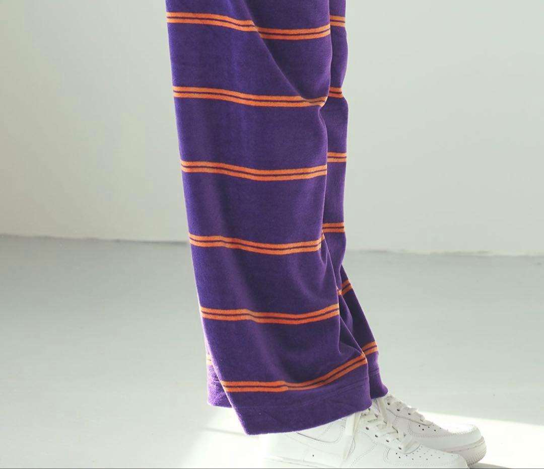 PHEENY ベロアボーダーパンツ