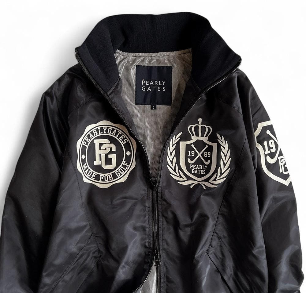 未使用級パーリーゲイツ 蓄熱フィルム裏地 ダブルジップスニードジャケット紺