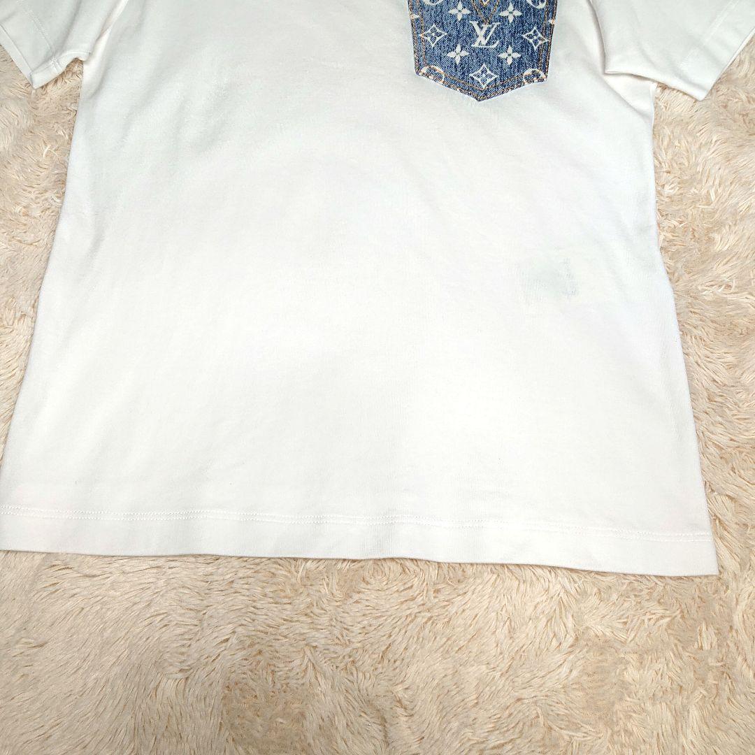 ヴィトン Tシャツ デニム モノグラム チェーン 白 XS