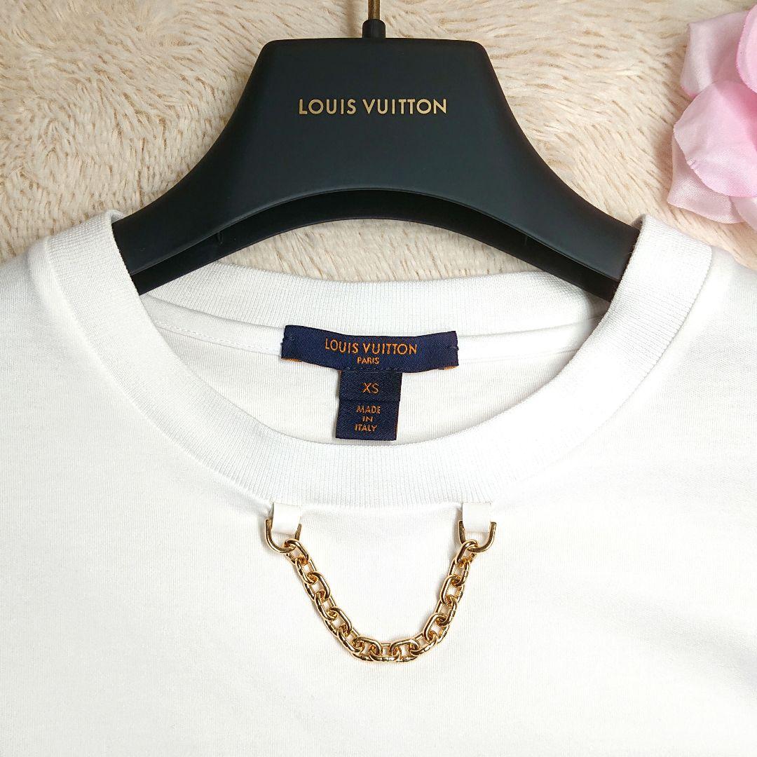 ヴィトン Tシャツ デニム モノグラム チェーン 白 XS