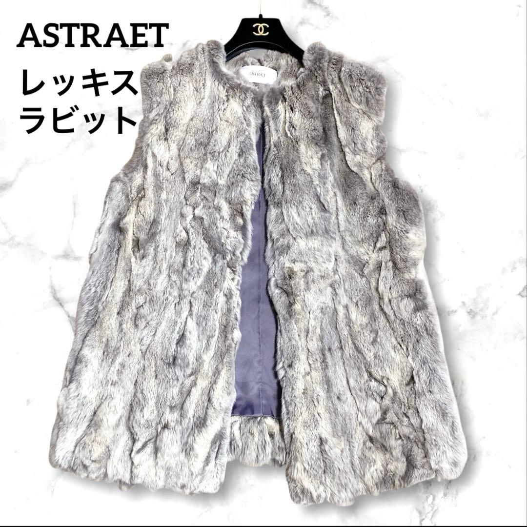 美品✨ASTRAET レッキスラビット ファーベスト 毛皮 グレー　ML相当