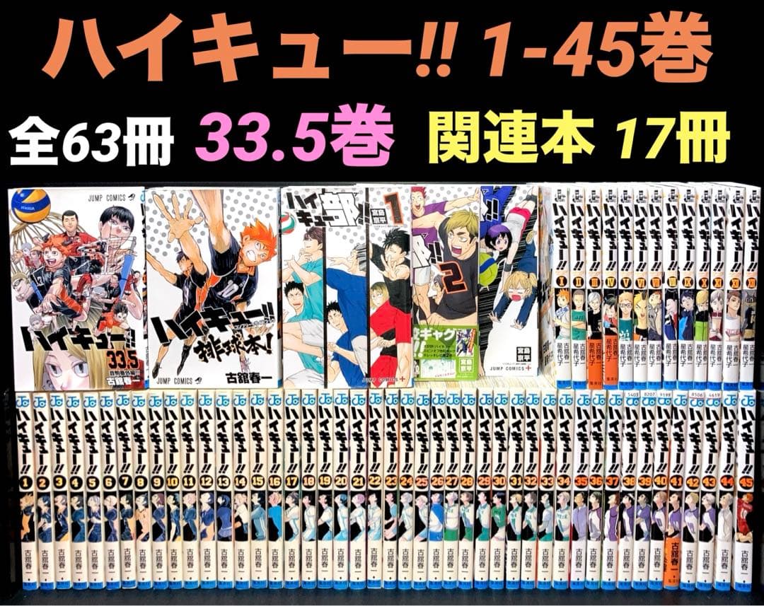 ハイキュー!! 1-45巻 全巻 33.5巻 関連本17冊 全63冊