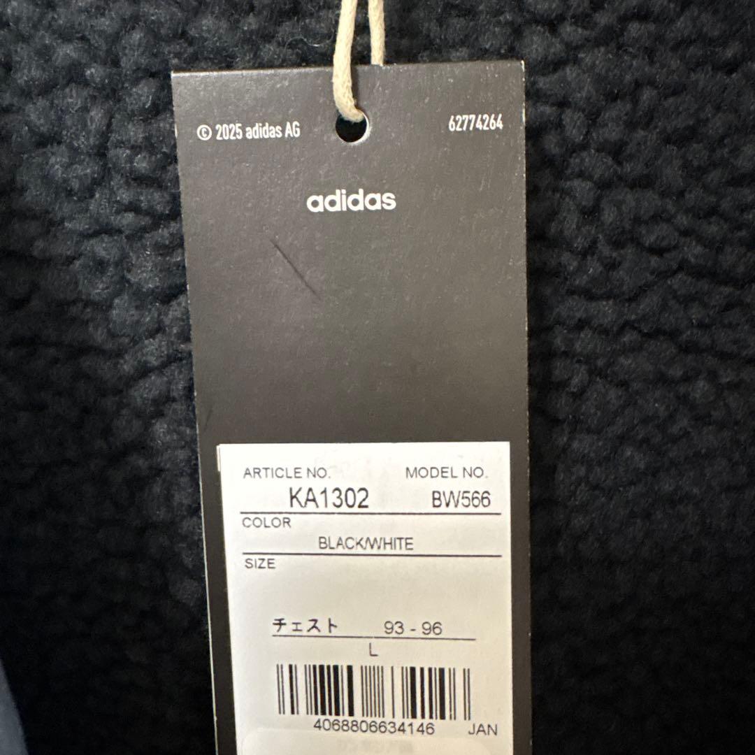 adidas アディダス　ベンチコート ロングコート　黒　ボア　フード　新品　L