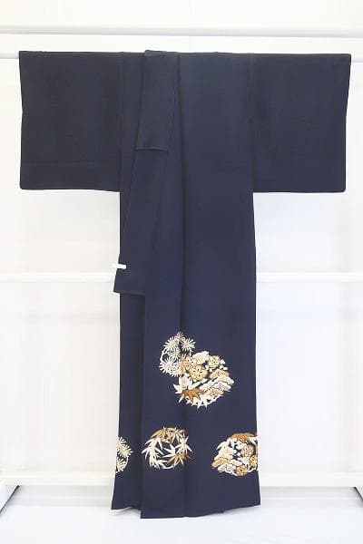 ★専用★美品 色留袖 藍鼠 笹 松 梅 花丸文 金彩加工 身丈159cm お洒落