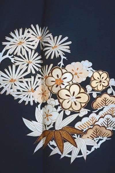 ★専用★美品 色留袖 藍鼠 笹 松 梅 花丸文 金彩加工 身丈159cm お洒落