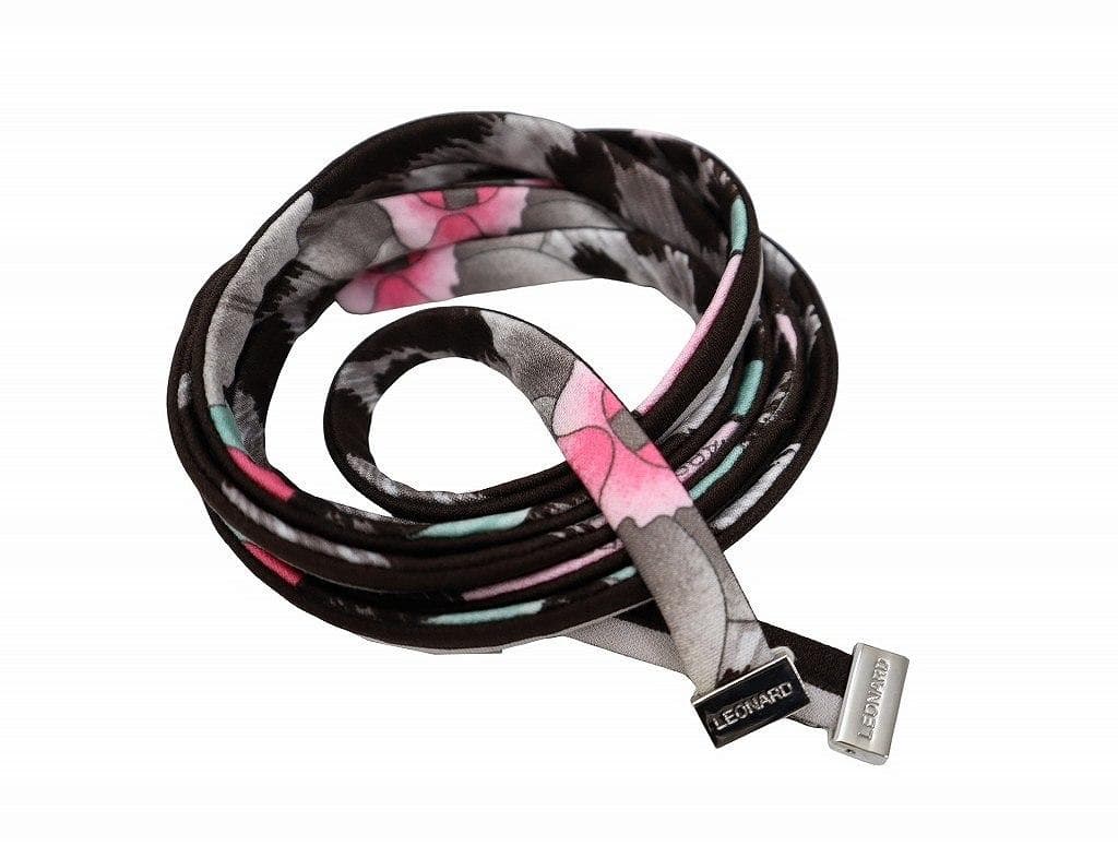 レオナール ハーフボタン 長袖 レオパード ウエストベルト チュニック L