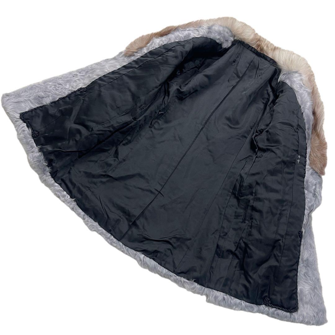 美品　希少カラー　ブルーフォックス　ラム　リアルファーコート　ブルーグレー