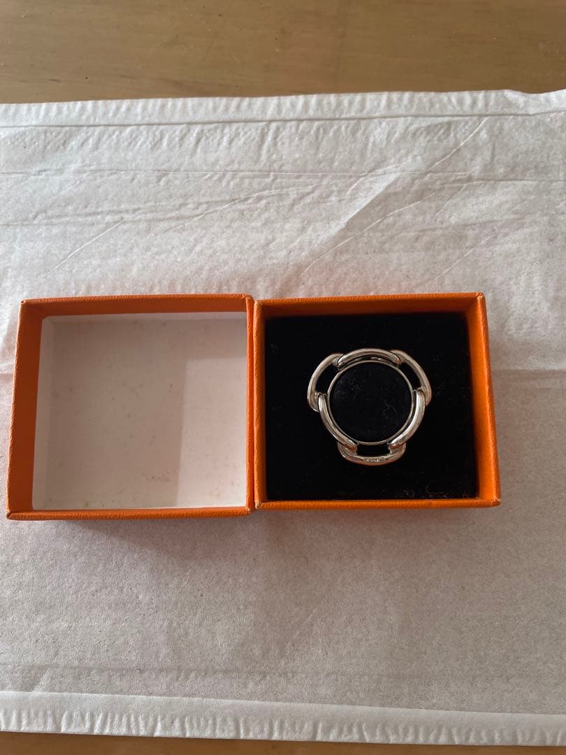 エルメス　スカーフリング　シェーヌダンクル　シルバー　箱付き