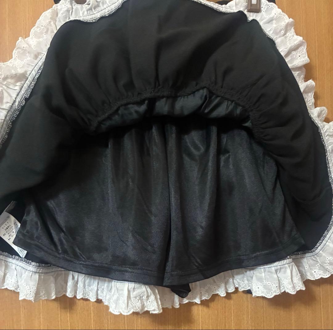 pium コットンフリルリボンティアードミニスカート　ブラック　ぴうむ