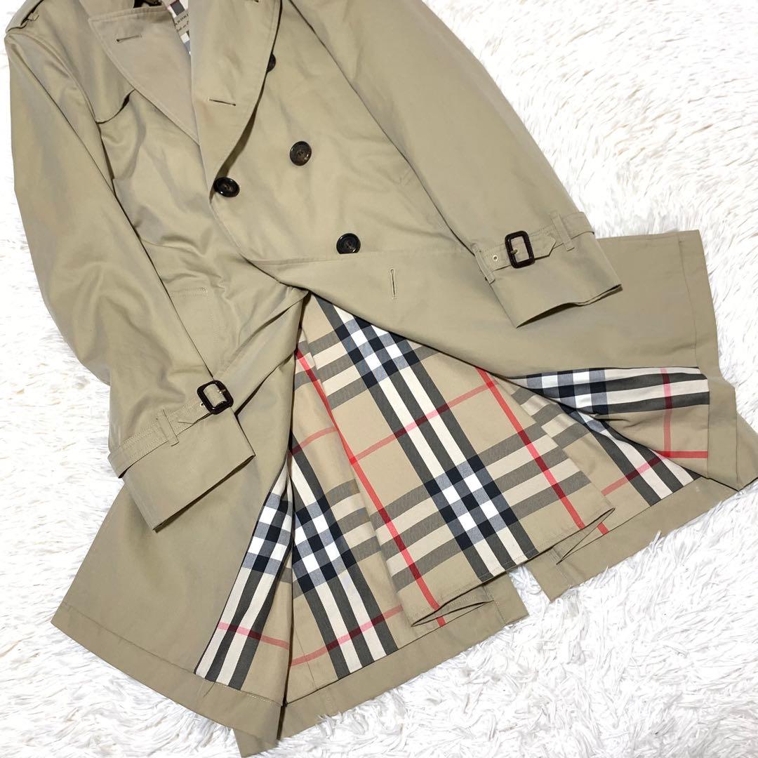 美品　バーバリー　サンドリンガム トレンチコート　ロング丈　メガチェック