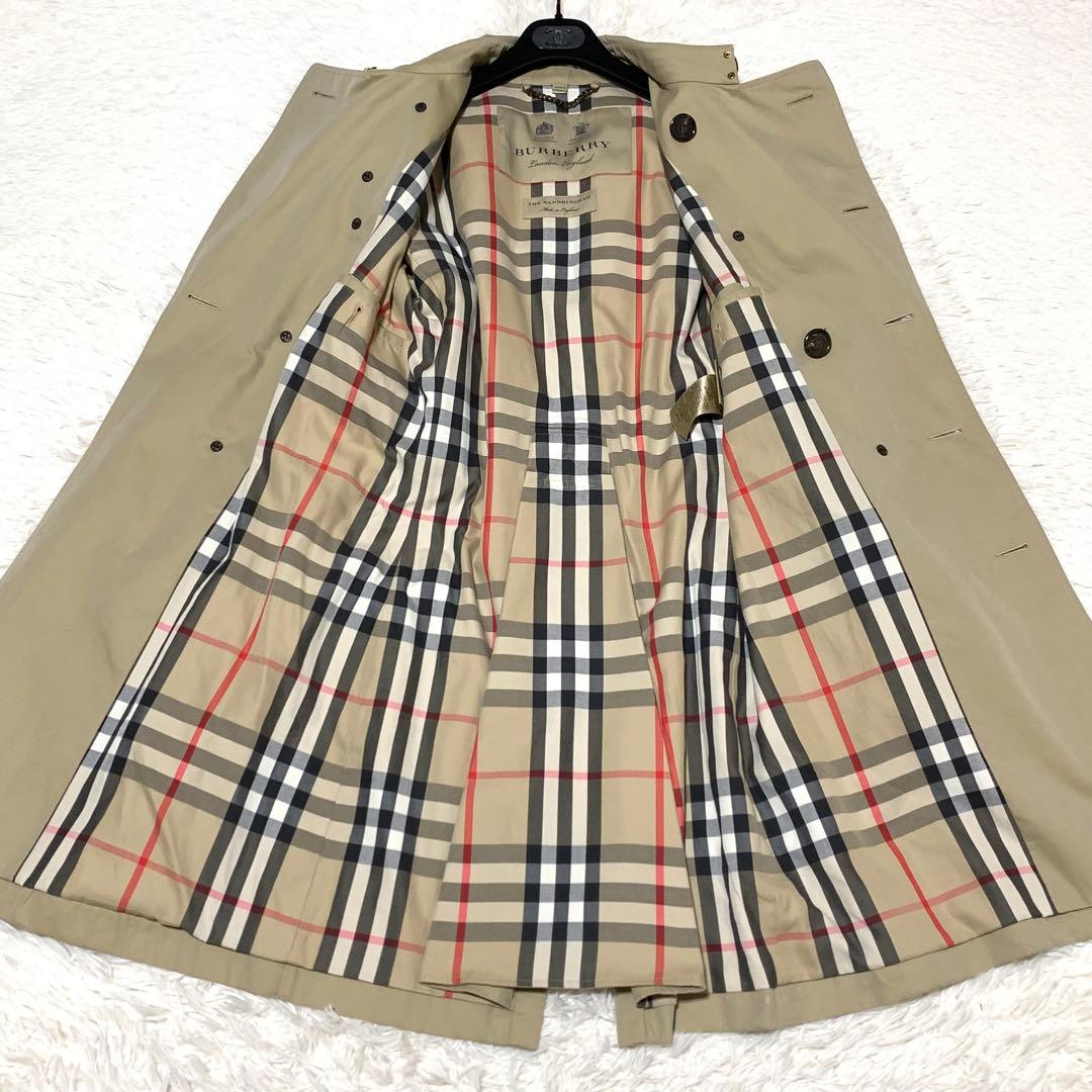美品　バーバリー　サンドリンガム トレンチコート　ロング丈　メガチェック
