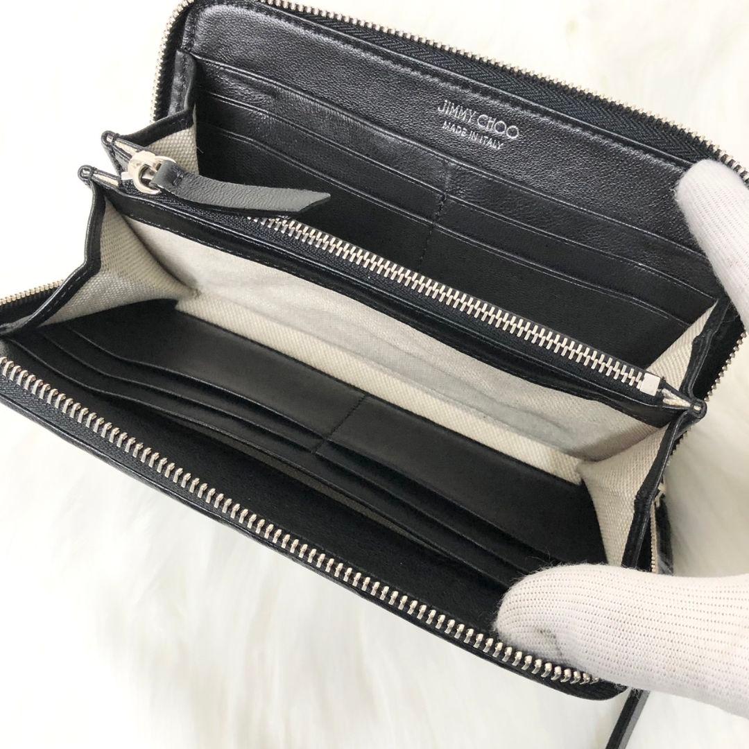 【美品】ジミーチュウ 長財布 スター キルティング ステッチ ラウンドファスナー
