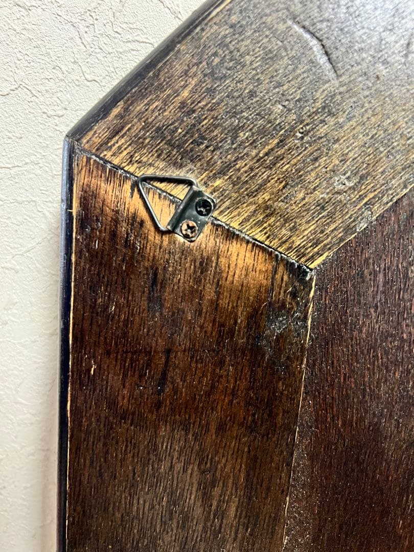 【akn】アンティーク　レトロ　姿見　壁掛け鏡　八角形