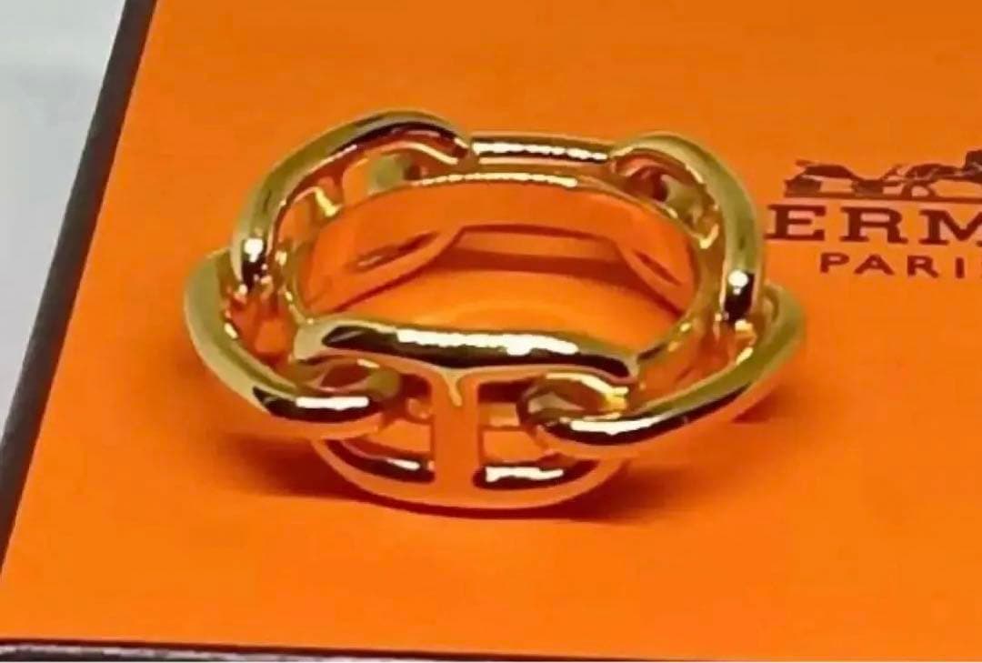 【Sale・美品】エルメス　スカーフリング シェーヌダンクル　箱付