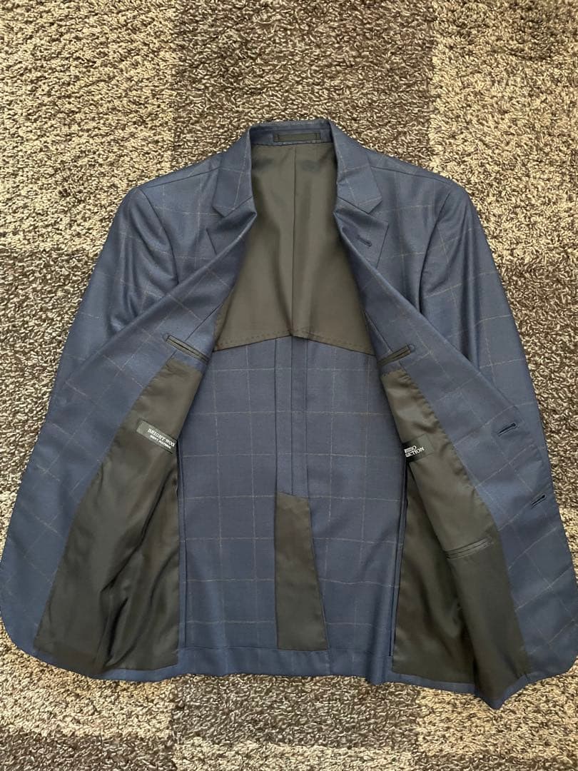 【ほぼ未使用】イタリア製セットアップスーツ44ネイビーブルー