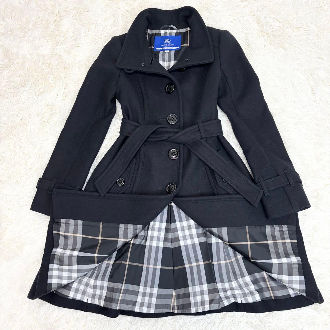 BURBERRY BLUE LABEL アンゴラ混 ロングコート ノバチェック