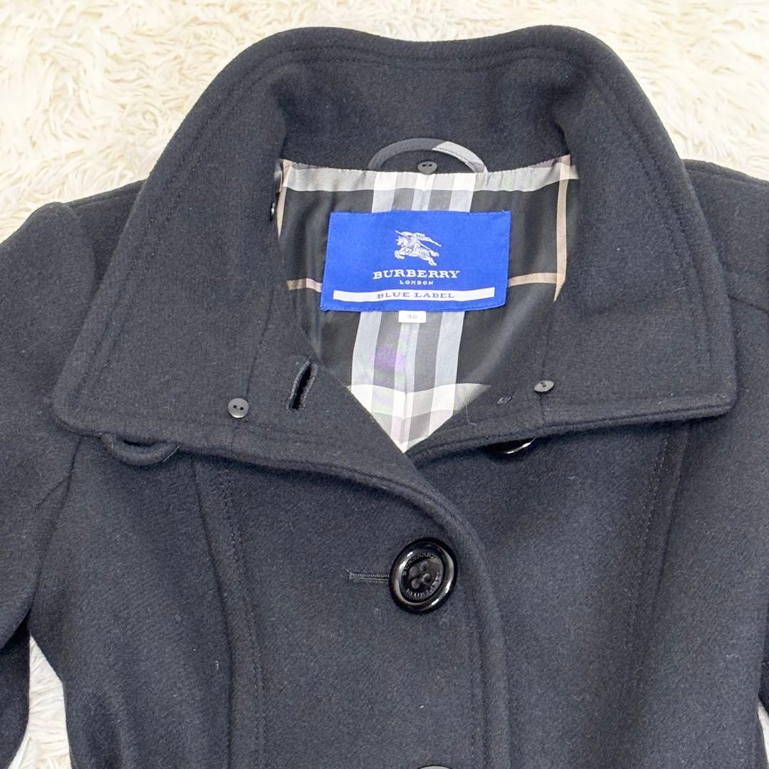 BURBERRY BLUE LABEL アンゴラ混 ロングコート ノバチェック