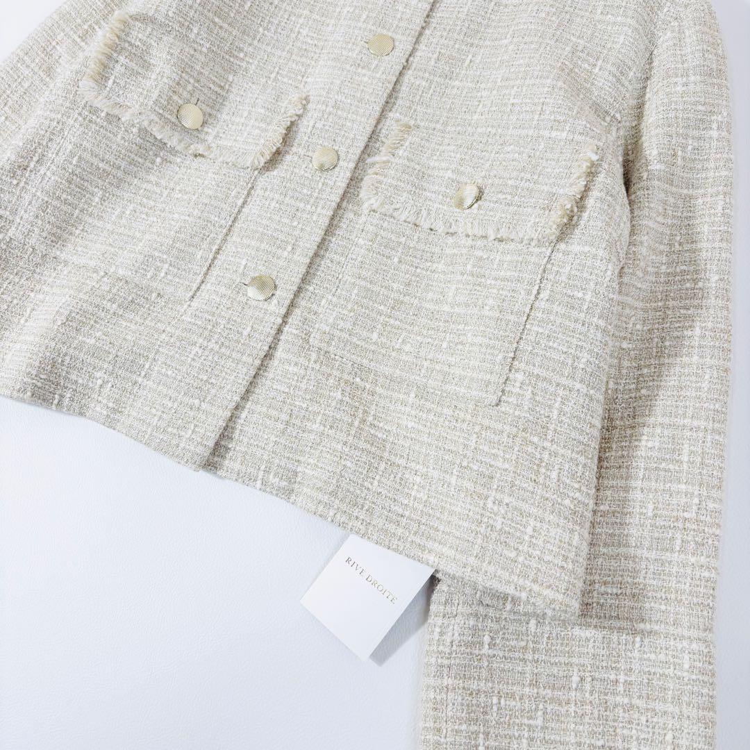 768 新品✨リヴドロワ ツイードミドルジャケット 23AW アイボリー