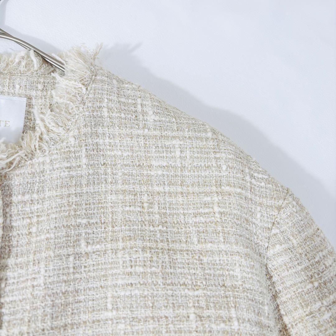 768 新品✨リヴドロワ ツイードミドルジャケット 23AW アイボリー