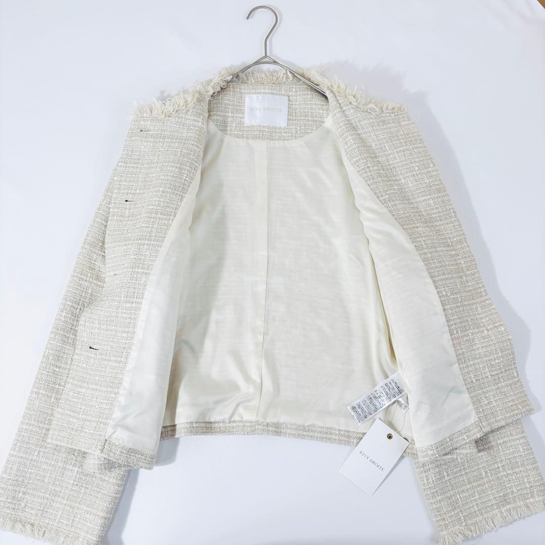 768 新品✨リヴドロワ ツイードミドルジャケット 23AW アイボリー