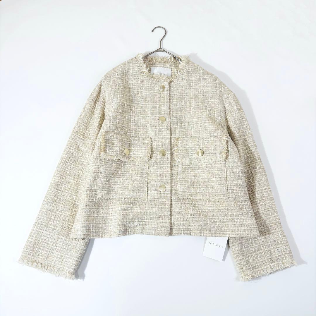 768 新品✨リヴドロワ ツイードミドルジャケット 23AW アイボリー