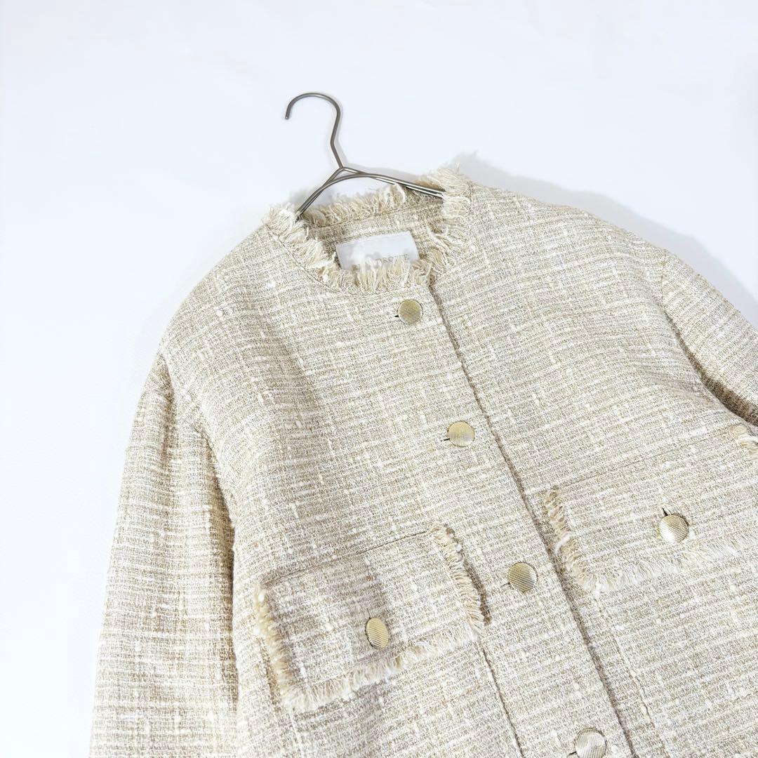 768 新品✨リヴドロワ ツイードミドルジャケット 23AW アイボリー