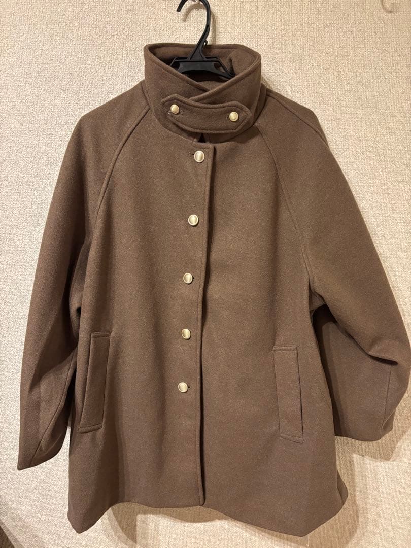 新品タグ付き★callautia ゴールドボタン ミドルコート ブラウン L