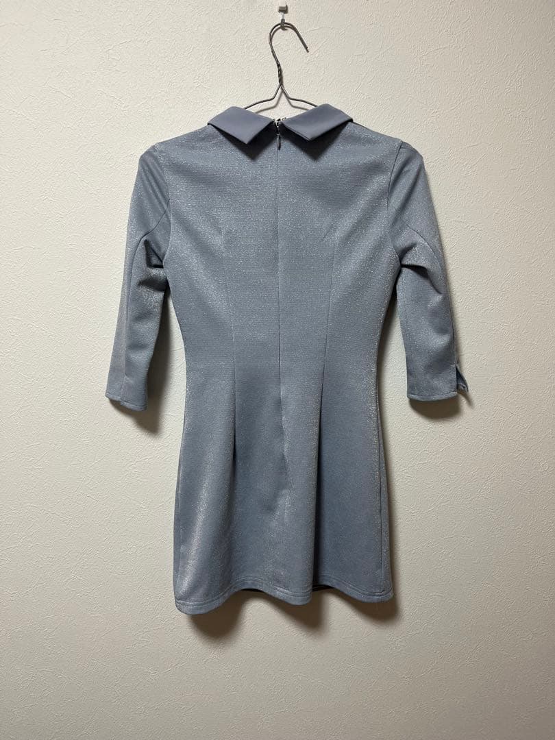 ROBE de FLEURS 襟デザインオフショルバストジップミニキャバドレス