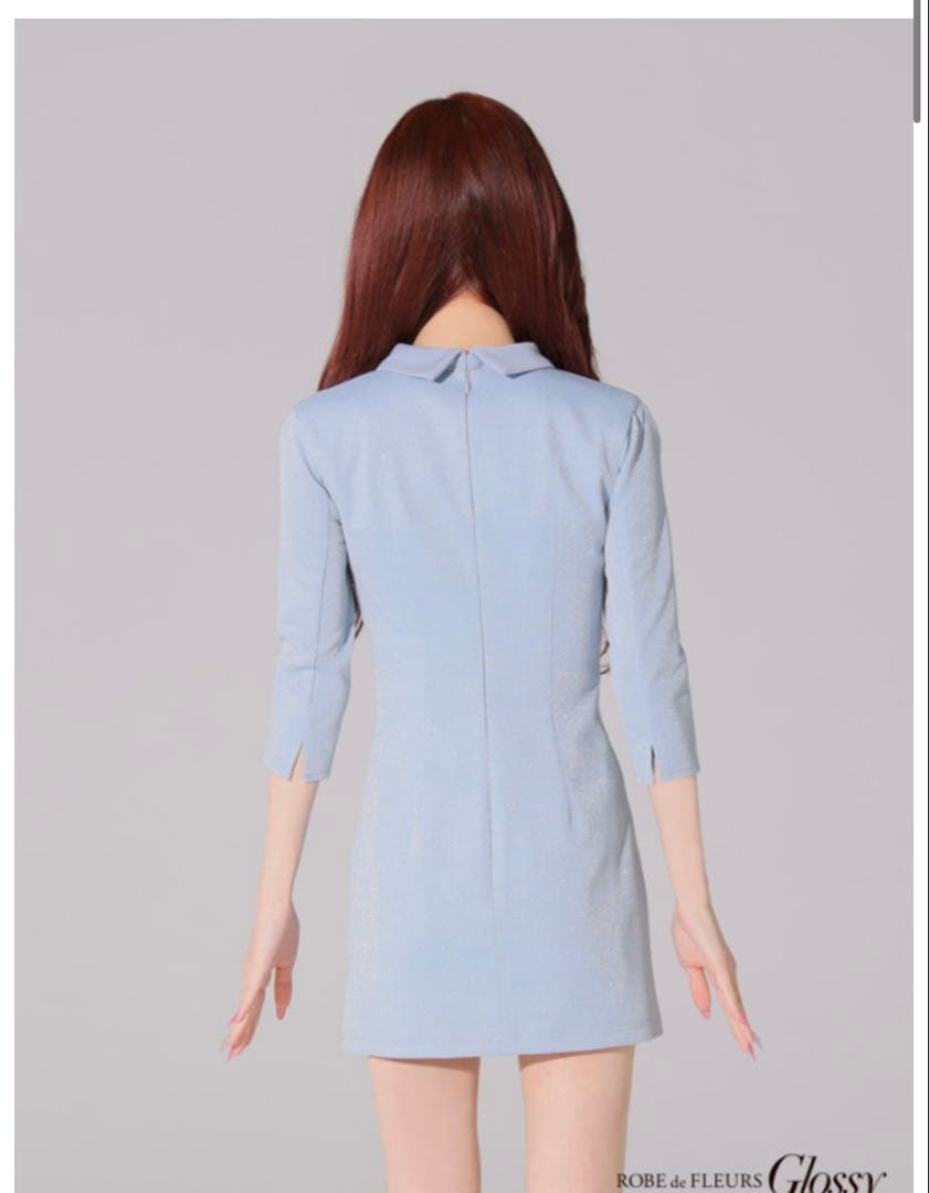 ROBE de FLEURS 襟デザインオフショルバストジップミニキャバドレス