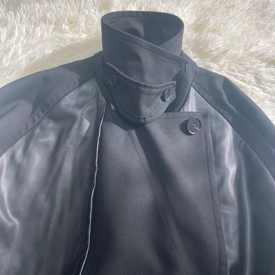 HARE トレンチコート　フェイクレザー ブラック　トレンチコート