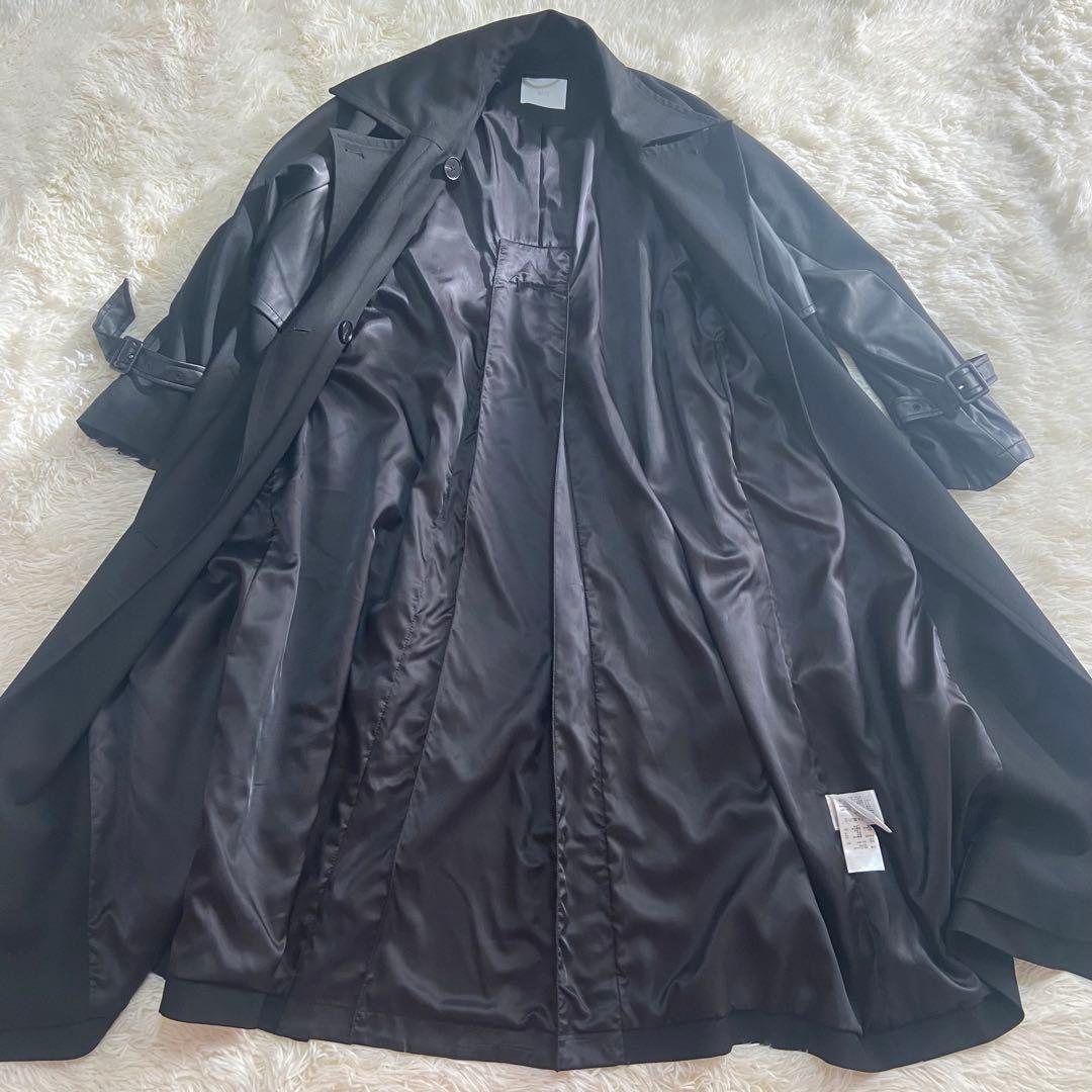 HARE トレンチコート　フェイクレザー ブラック　トレンチコート