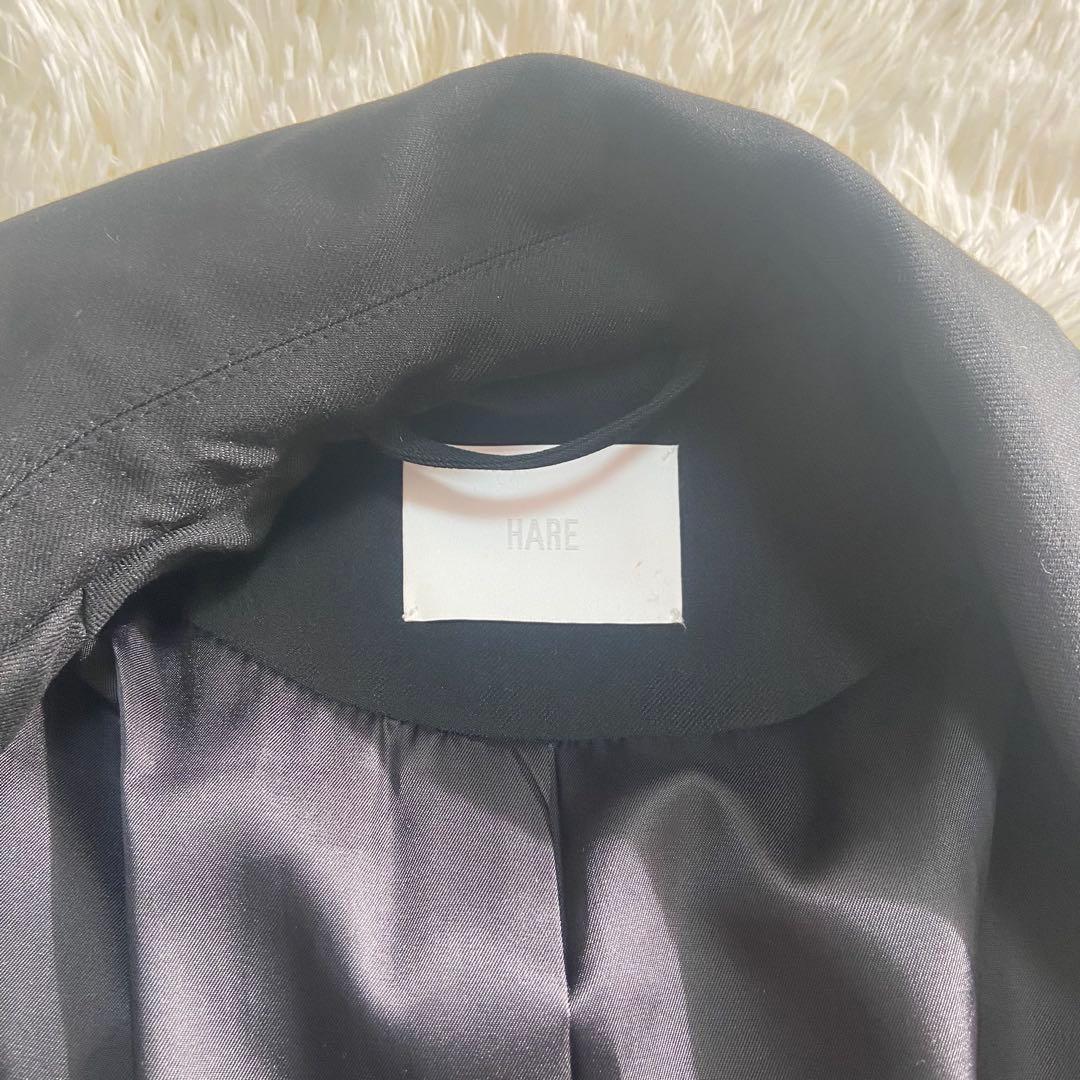 HARE トレンチコート　フェイクレザー ブラック　トレンチコート