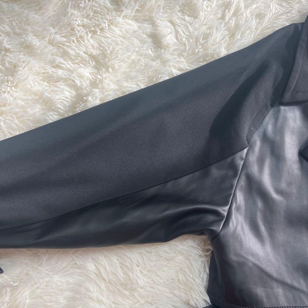 HARE トレンチコート　フェイクレザー ブラック　トレンチコート