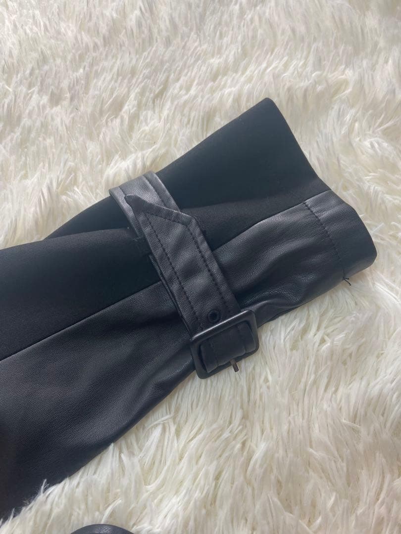 HARE トレンチコート　フェイクレザー ブラック　トレンチコート