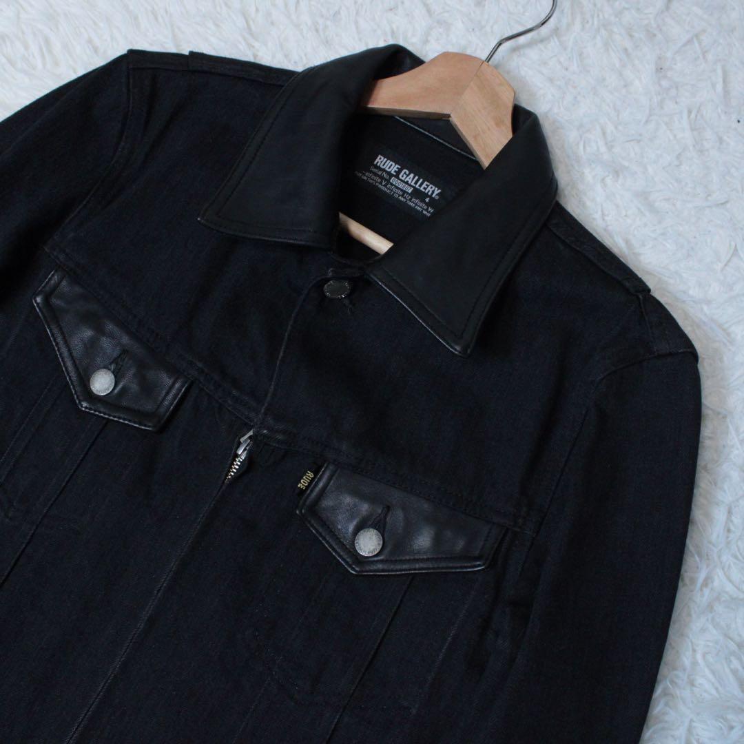 RUDE GALLERY 日本製 ホースハイド 切替トラッカージャケット 黒 4
