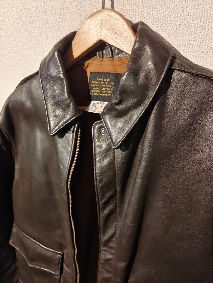 仲*ス様 A-2 フライトジャケット レザー 42 ブラウン