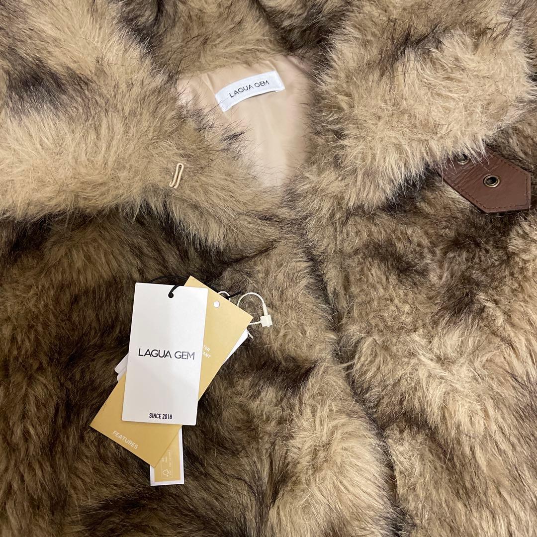 新品　LAGUA GEM POCKET POINT FAUX ファーコート M